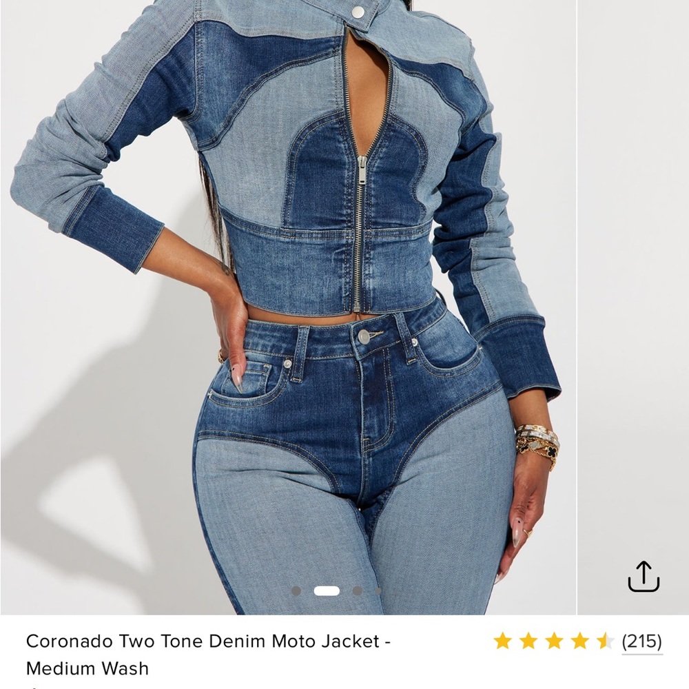 Fashion Nova Two Tone Denim Moto Jacket
